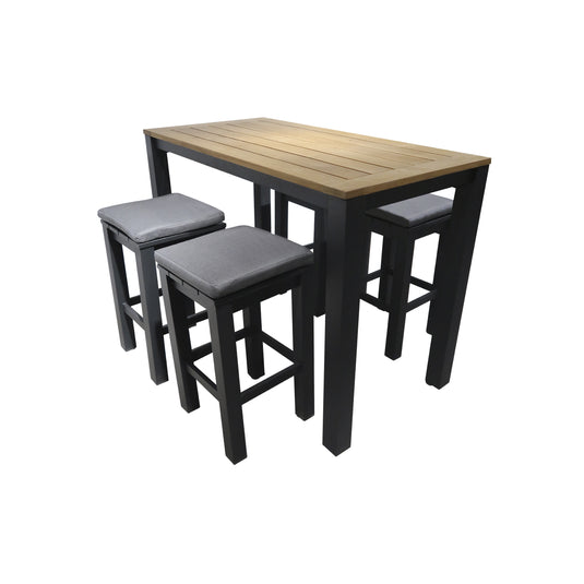 Comedor alto Clay 1.5 M+ 4 bancos Waterfall, color carbon - CL-WACA