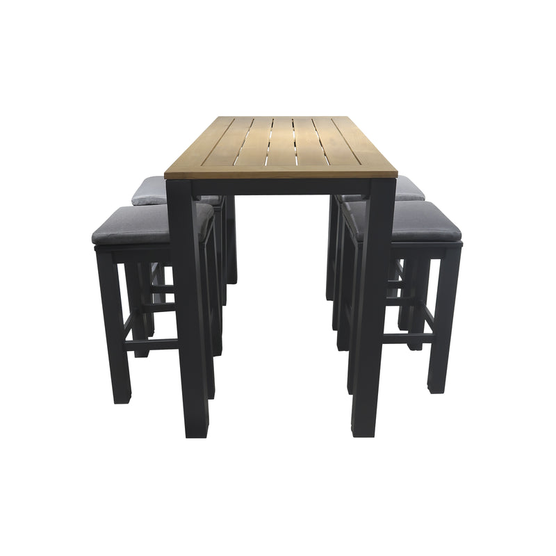 Cargue la imagen en el visor de la galería, Comedor alto Clay 1.5 M+ 4 bancos Waterfall, color carbon - CL-WACA
