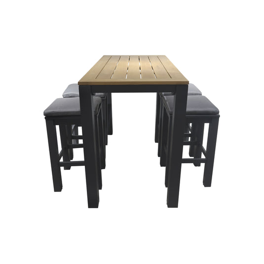 Comedor alto Clay 1.5 M+ 4 bancos Waterfall, color carbon - CL-WACA