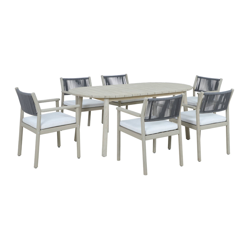 Cargue la imagen en el visor de la galería, Comedor de madera Albi 1.9M + 6 sillas albi color natural -  HUC291291/HUC40936
