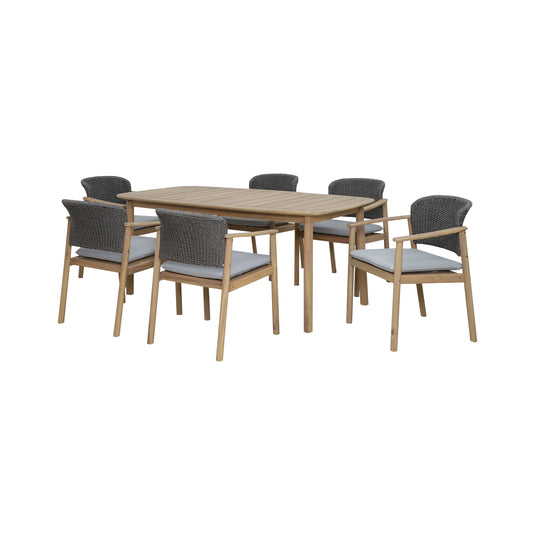 Comedor de madera 1.8x90 con 6 sillas FREEPORT