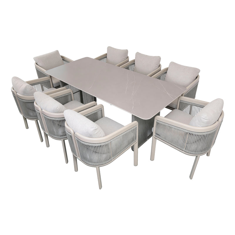 Cargue la imagen en el visor de la galería, Comedor Lara color champagne y gris - GLAE39942312KD-COM
