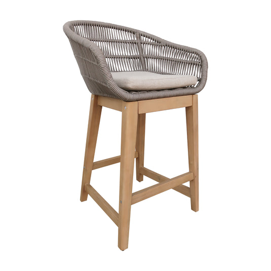 Comedor de barra Alto 1.6 M para Exterior o Jardin Rectangular Talara Bar color gris + 4 Sillas Alta Talara color gris