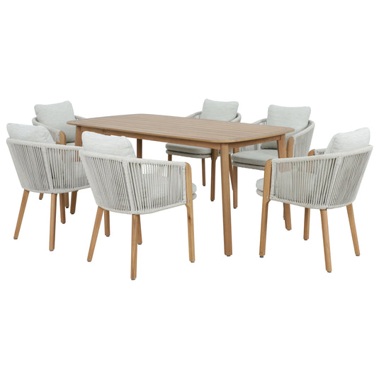 Comedor Curve 1.8M + 6 silla Curve color natural - HUC38720-CURV6