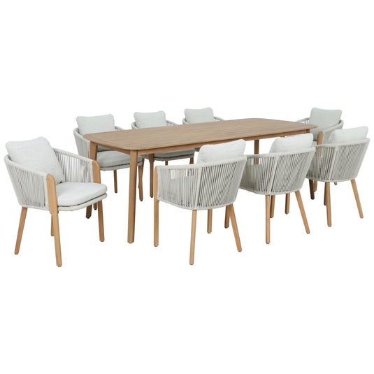 Comedor Curve 2.3M + 8 silla Curve color natural - HUC38719-CURV8
