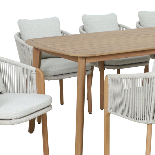 Comedor Curve 2.3M + 8 silla Curve color natural - HUC38719-CURV8