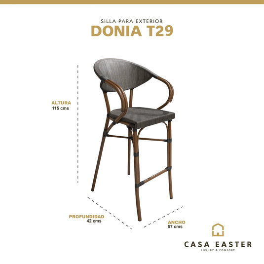 Silla Alta de Textileno para  Exterior e Interior Color Gris/Cafe DONIA-T29
