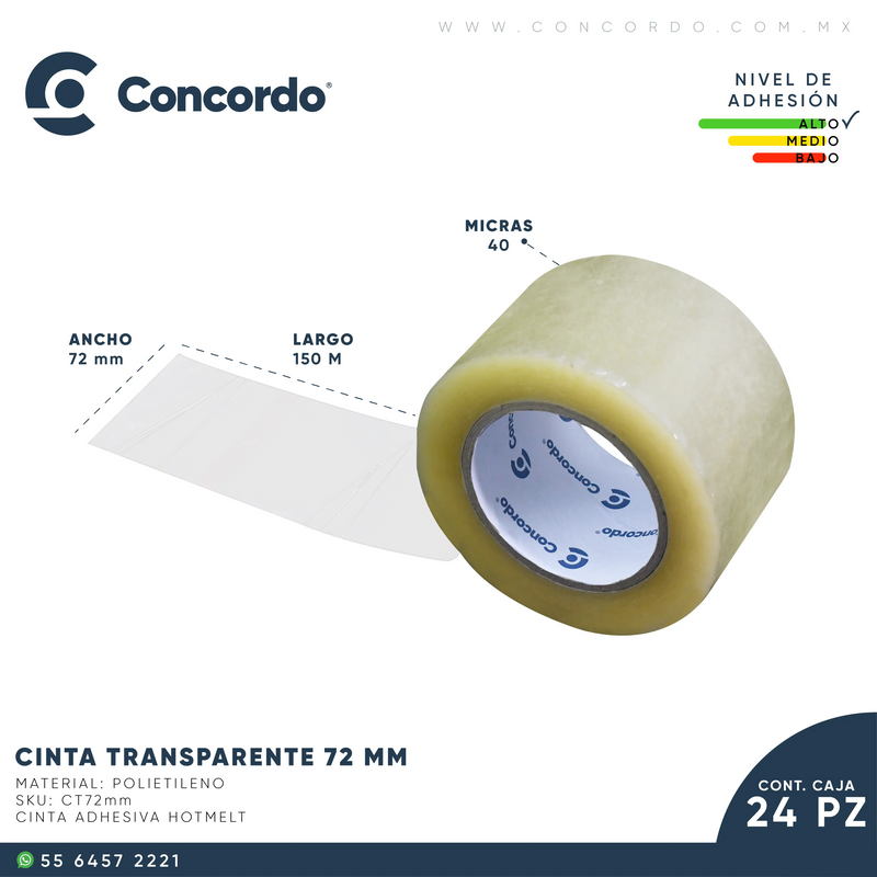 Cargue la imagen en el visor de la galería, Caja De Cinta 150m x 72mm 24pz Color Transparente-CT72 Concordo mx
