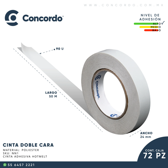 Caja De Cinta De Tejido Doble Cara 24mm x 50m-NN1 Concordo mx