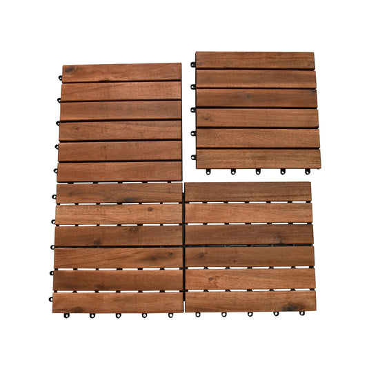 Caja de 10 pz-Piso Modular de madera Acacia Color Brown 6slats-866
