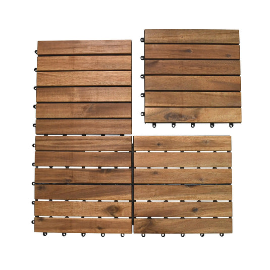 Caja de 10 pz-Piso Modular de madera Acacia Color Natural 6 slats-511 CasaEaster