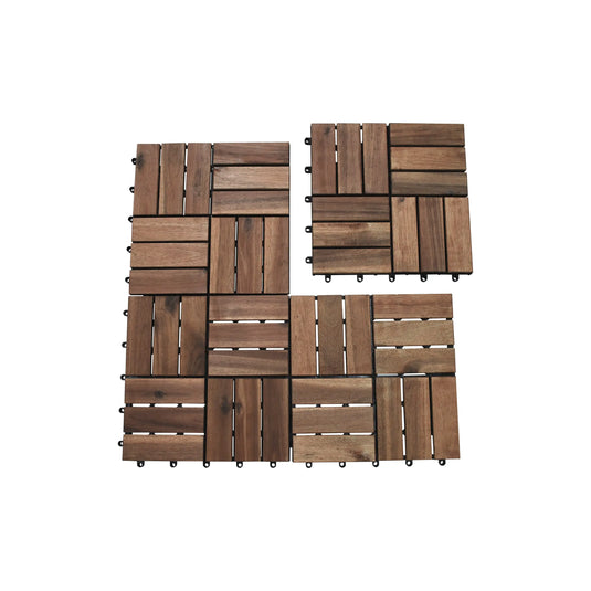 Caja de 10 pz-Piso Modular de madera Acacia Color Teca-12slats-810 CasaEaster