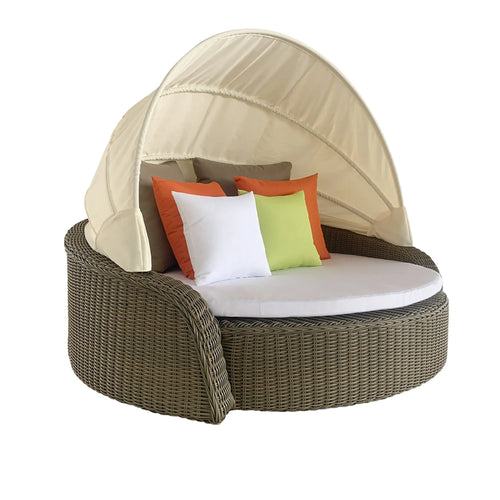 Camastro de Ratan redondo con Carpa - TG0051-19 CasaEaster