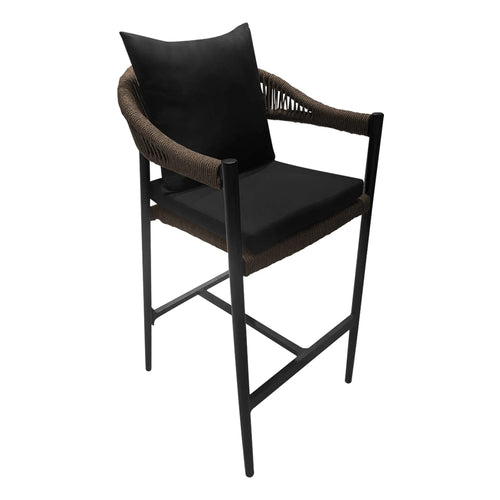 Silla Alta para  Exterior e Interior  de Aluminio Color Negro/Carbon LILIAN-2210