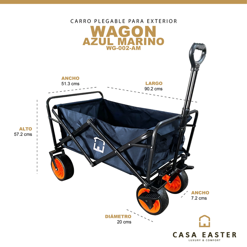 Cargue la imagen en el visor de la galería, Carrito plegable Azul Marino Vagón portátil de Gran Capacidad Para Exterior WAGON -WG-002-AM CasaEaster
