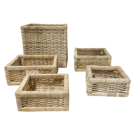 Cestos Cuadrados Basket Juego de 5pz Color Natural JAVA -32241