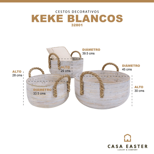 Cestos Juego de 3pz Color Blanco  KEKE BASQUET  -32801 CasaEaster