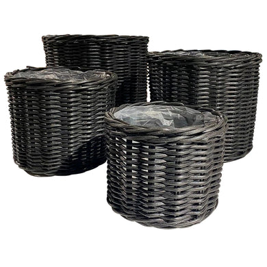 Cestos Maceteros  Redondo Baskets Juego de 4 Pz Color Negro NORDIC-31750CB