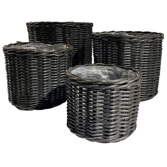 Round Baskets Planter Baskets Set of 4 Black Color NORDIC-31750CB