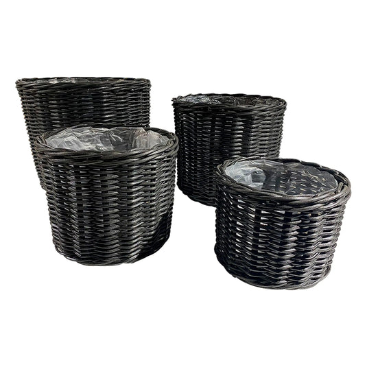 Round Baskets Planter Baskets Set of 4 Black Color NORDIC-31750CB