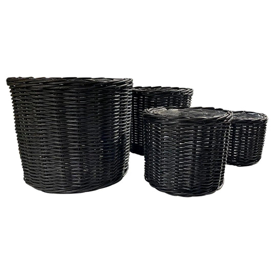 Cestos Maceteros  Redondo Baskets Juego de 4 Pz Color Negro NORDIC-31750CB