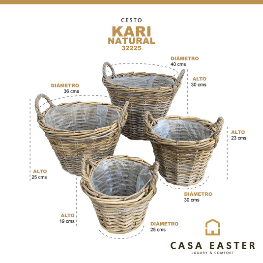 Round Planter Baskets Set of 4 Natural Color KARI-32225