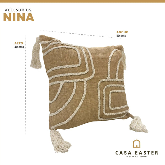 Cojín  minimalista Mod Cuadros Natural NINA-CJ003 CasaEaster