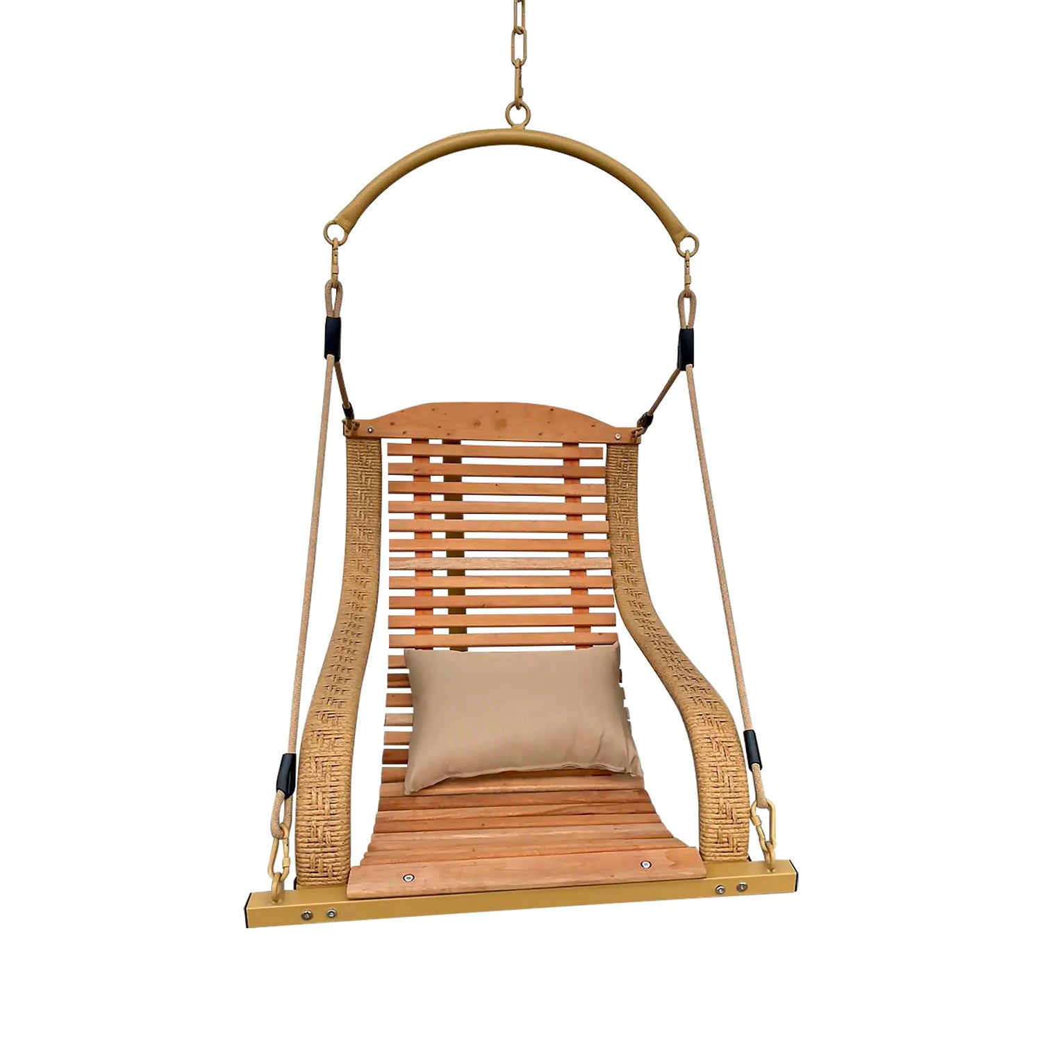 Columpio De Madera De Abedul Para Niños Y Adultos | Asiento Grande De 53x20 Cm Con Cuerda Ajustable 150-220 Cm Y Mosquetones