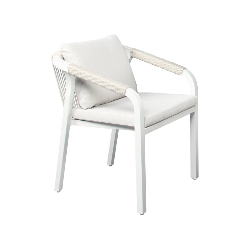 Cargue la imagen en el visor de la galería, Comedor para Exterior e Interior coor blanco Ancona + 6 sillas Ancona color blanco CasaEaster
