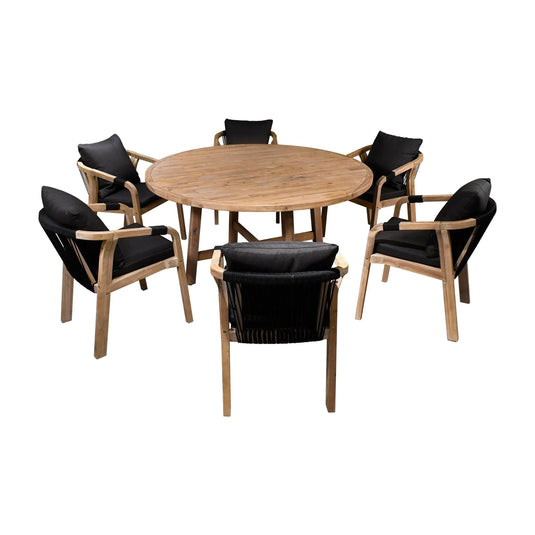 Dining room for Outdoor or Indoor round style RIMINI+ 6 DEHAAN-COMEDEHA CHAIRS