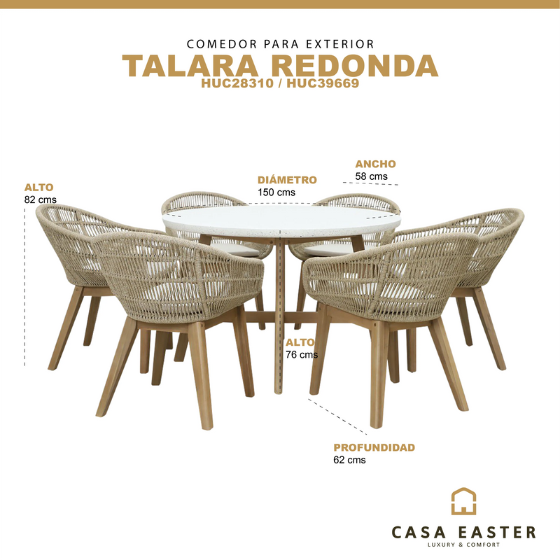 Cargue la imagen en el visor de la galería, Comedor para Exterior o Jardin Circular Talara + 6 Sillas Talara CasaEaster
