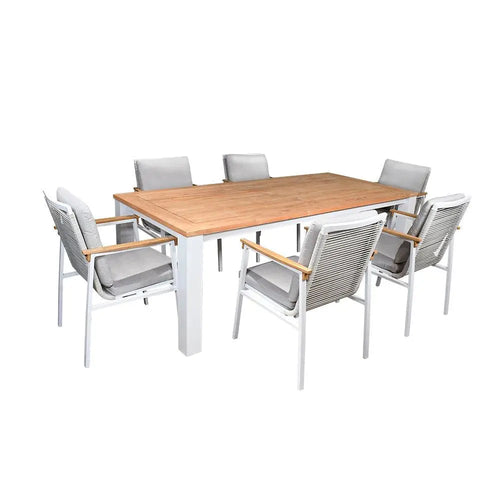 Comedor para Exterior o Jardin 2.2 M  Clay + 6 Silla Emilie Blanco