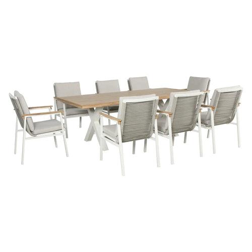 Comedor para Exterior o Jardin Emily + 8 Silla Emily Blanco