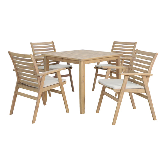 Comedor de madera Eloise 90 CM + 4 sillas eloise  HUC402471 color natural - HUC32892-402471