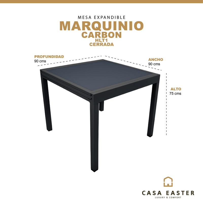 Cargue la imagen en el visor de la galería, Mesa De Comedor para interior y exterior de Aluminio Color Carbon MARQUINIO-HLT1
