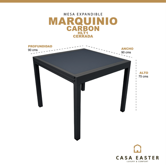 Mesa De Comedor para interior y exterior de Aluminio Color Carbon MARQUINIO-HLT1
