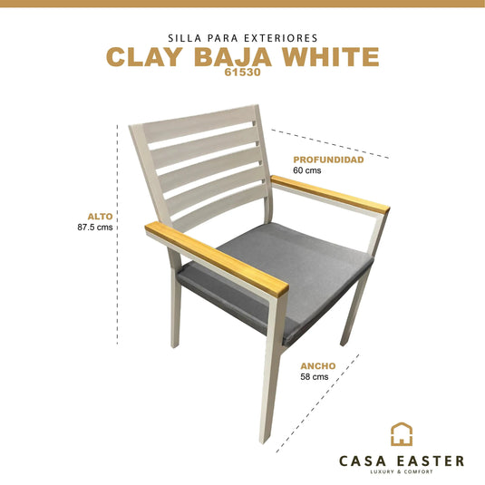 Copia de Silla para Exterior e Interior de Aluminio Color Blanco CLAY- GL3A5095210YM CasaEaster