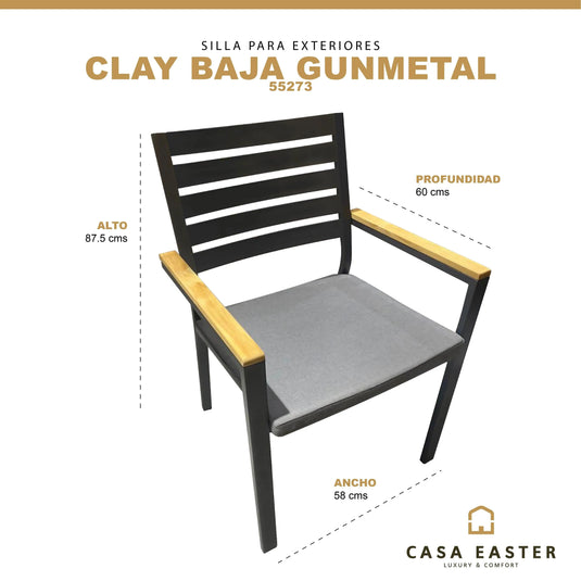 Copia de Silla para Exterior e Interior de Aluminio Color Bronce CLAY -55273 CasaEaster