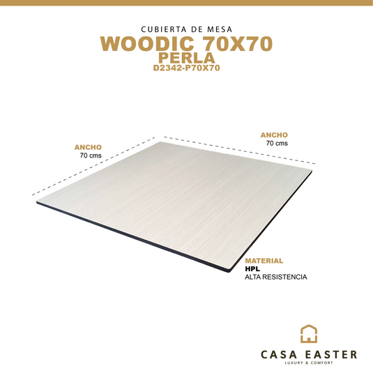 Cubierta de mesa Laminado de Alta Presión HPL Color Perla WOODIC-D2342-P70X70 CasaEaster