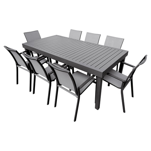 Comedor de Aluminio color Carbon Doume  2 M / 3.2 M + 8 sillas Koshem color Carbon