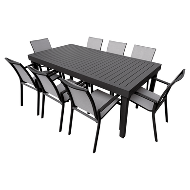 Comedor de Aluminio Doume 2 M / 3.2 M + 8 sillas Koshem color Negro