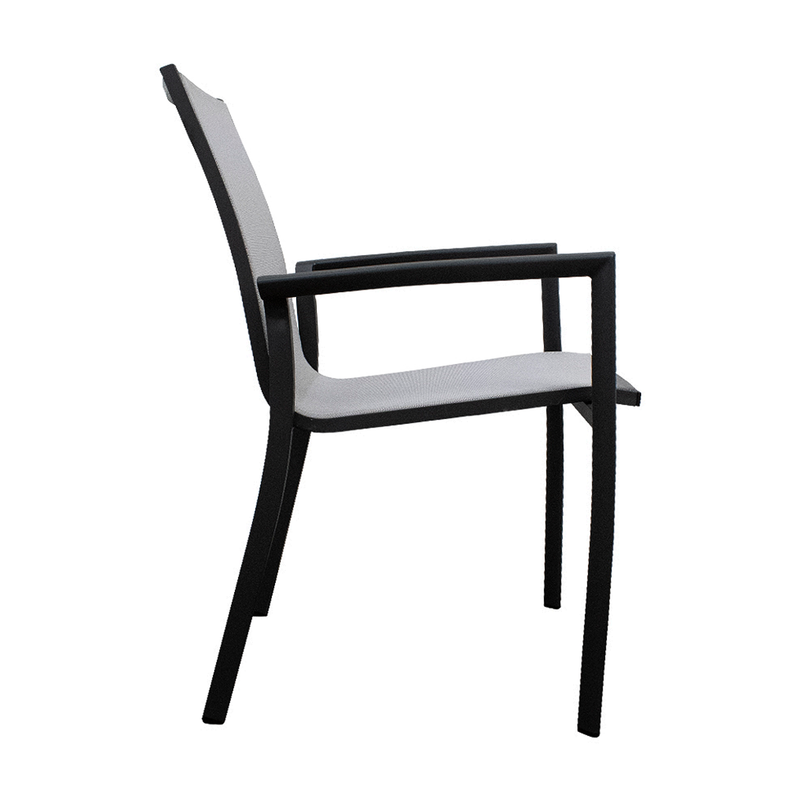 Cargue la imagen en el visor de la galería, Comedor de Aluminio Doume 2 M carbón / 3.2 M + 8 sillas Koshem color Negro
