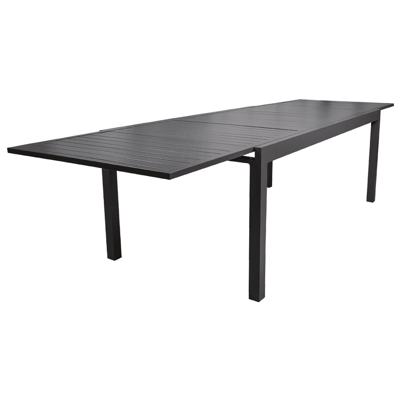 Cargue la imagen en el visor de la galería, Comedor de Aluminio Doume 2 M carbón / 3.2 M + 8 sillas Koshem color Negro
