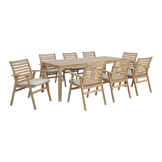 Comedor de madera Eloise 2.1M + 8 sillas eloise HUC402471 color natural - HUC38371-402471