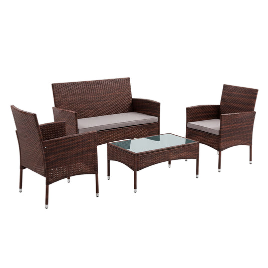 Sala  para Exterior e Interior de Rattan  Color Cafe ERICK-SFS003
