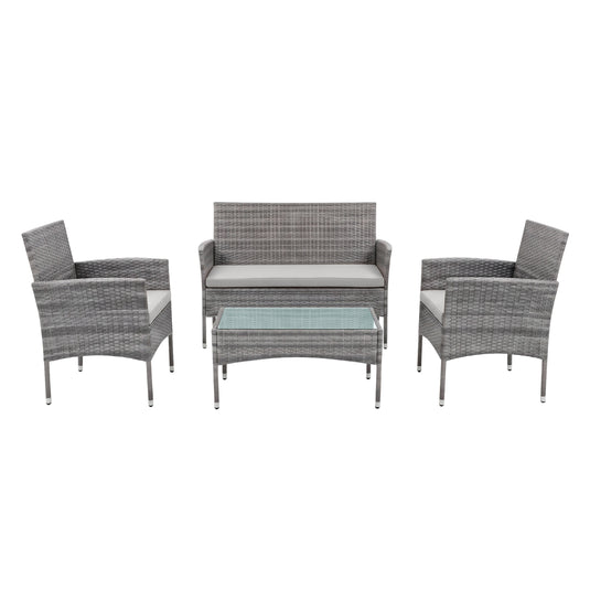 Sala  para Exterior e Interior de Rattan  Color Gris ERICK-SFS003-