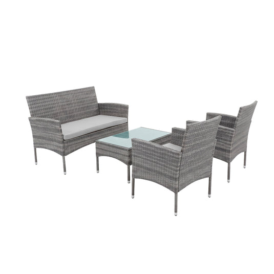 Sala  para Exterior e Interior de Rattan  Color Gris ERICK-SFS003-