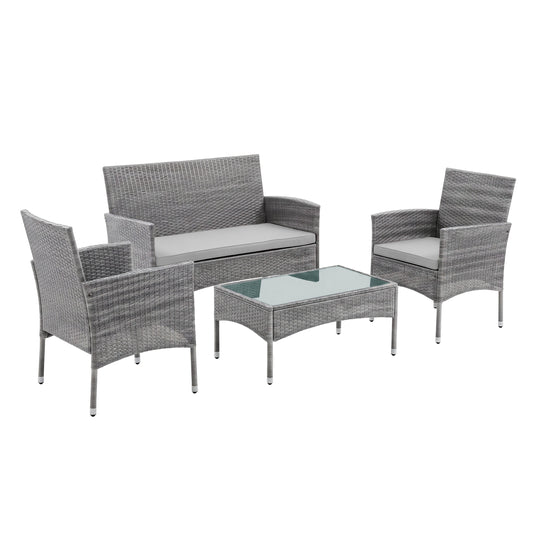Sala  para Exterior e Interior de Rattan  Color Gris ERICK-SFS003-