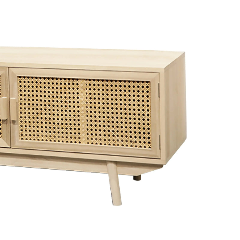 Cargue la imagen en el visor de la galería, Estante para TV,  color natural con Rattan, Paulownia Mod:32423D-415D CasaEaster
