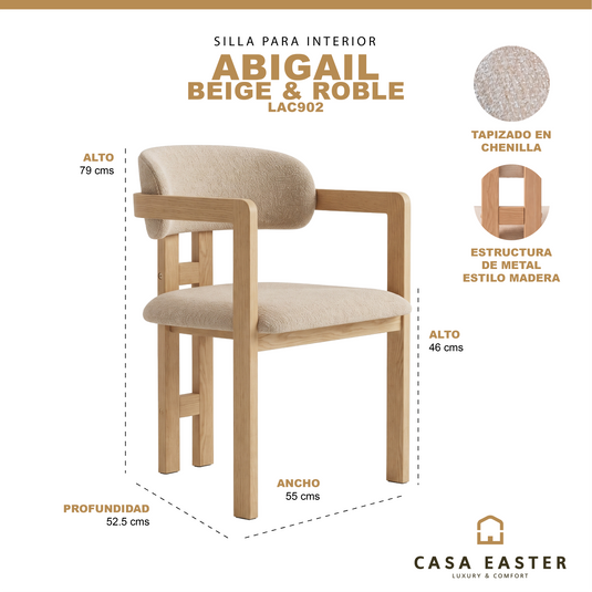 Silla de Interior Abigail color beige & roble - LAC902